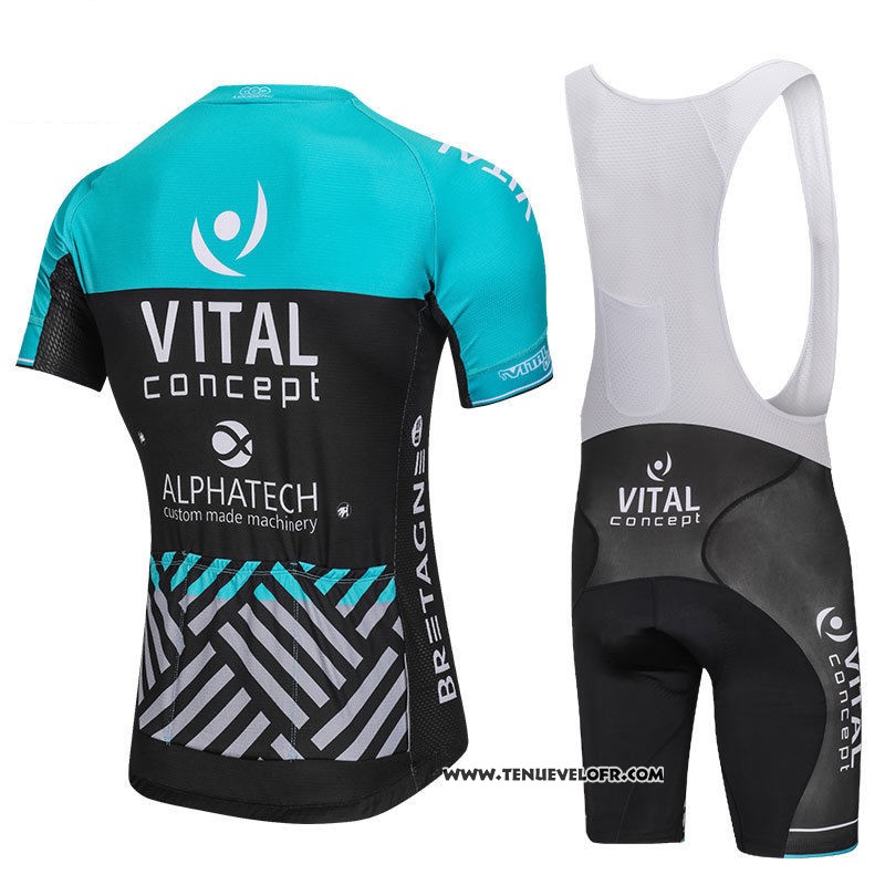 2018 Maillot Ciclismo Vital Concept Alphatech Bleu et Noir Manches Courtes et Cuissard